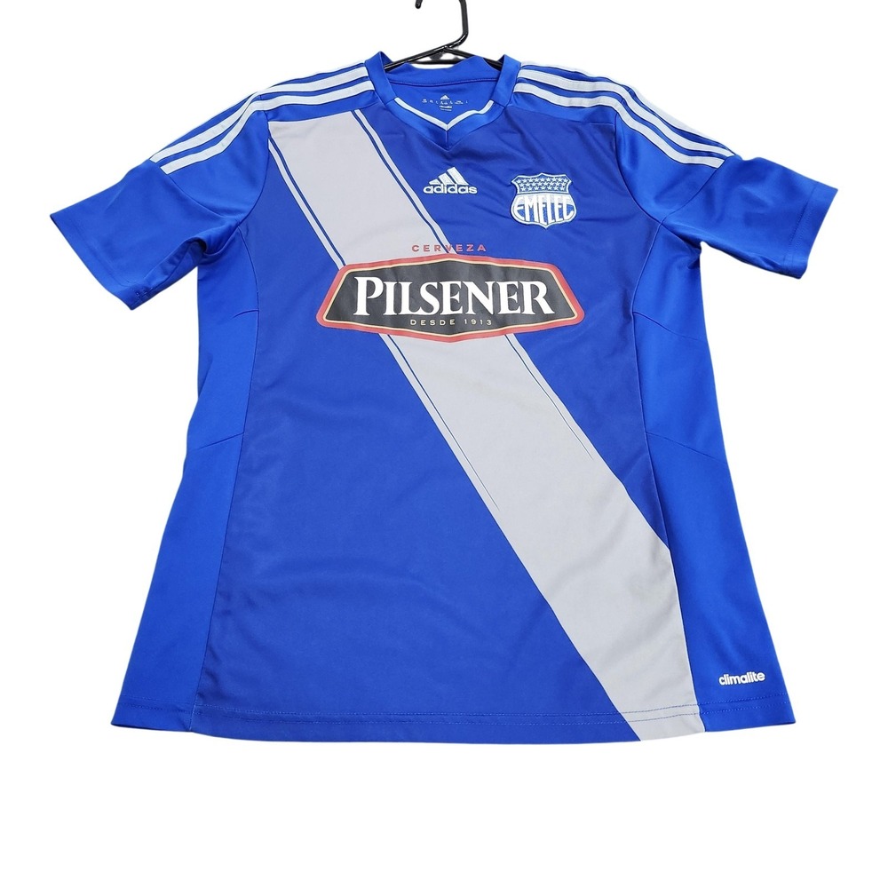 Emelec Jersey Boys 16 Blue Soccer Football Cerveza Pilsener Adidas Climalite